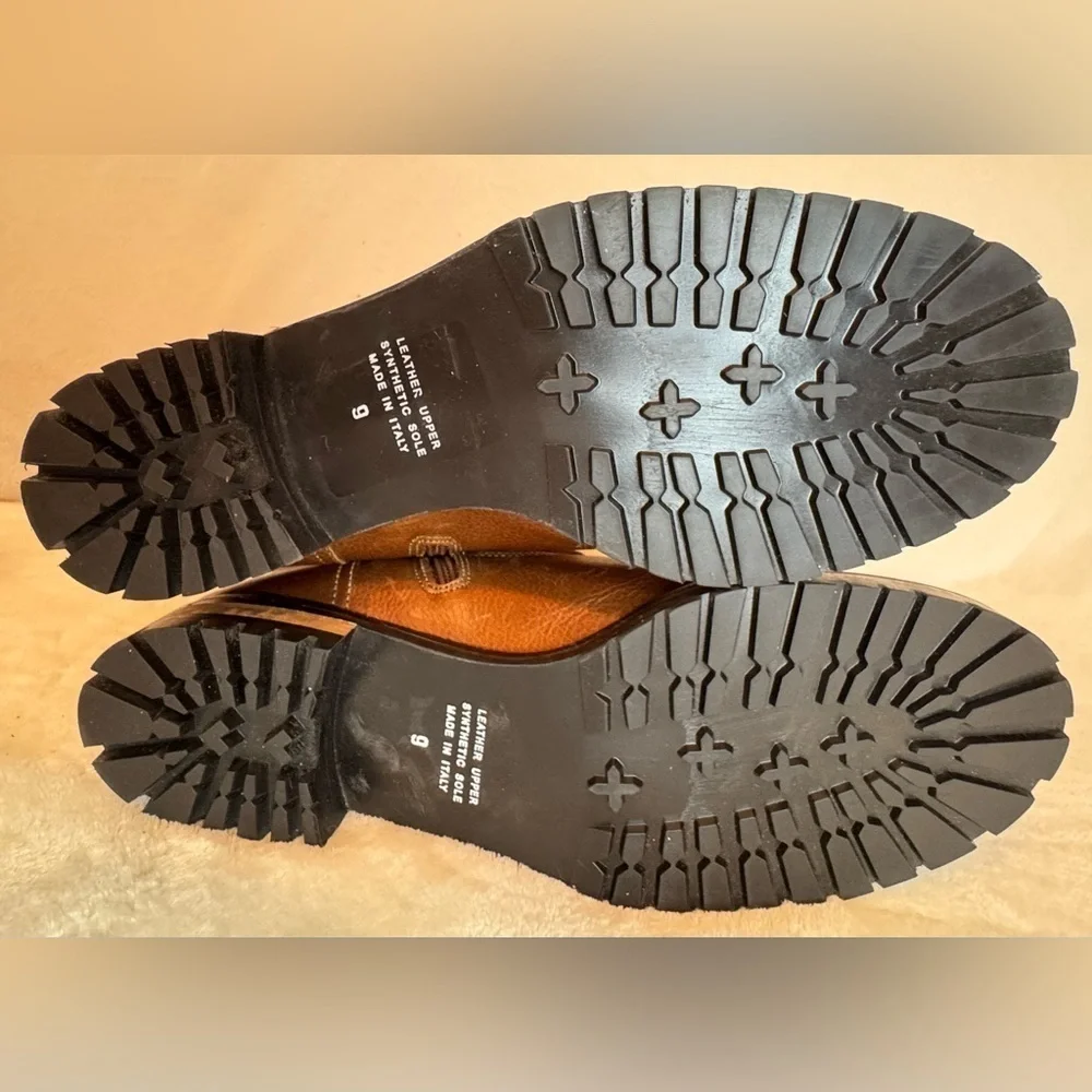 NEW Fabianelli Woman's Cognac Brown Chelsea Leather Boots Size 9 - Picture 9 of 9